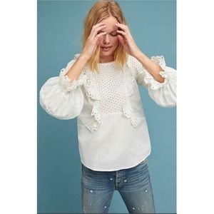 Anthropologie Seen Worn Kept White Peasant Blouse